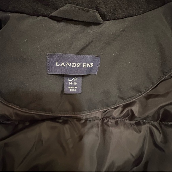 Land’s End Puffer Black Hooded Winter Coat Sz.L (14-16) - Picture 6 of 7